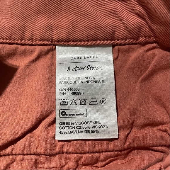 & Other Stories Relaxed Straight Leg Pleated Tailored Trousers Rust Red Size 4 - Picture 14 of 16